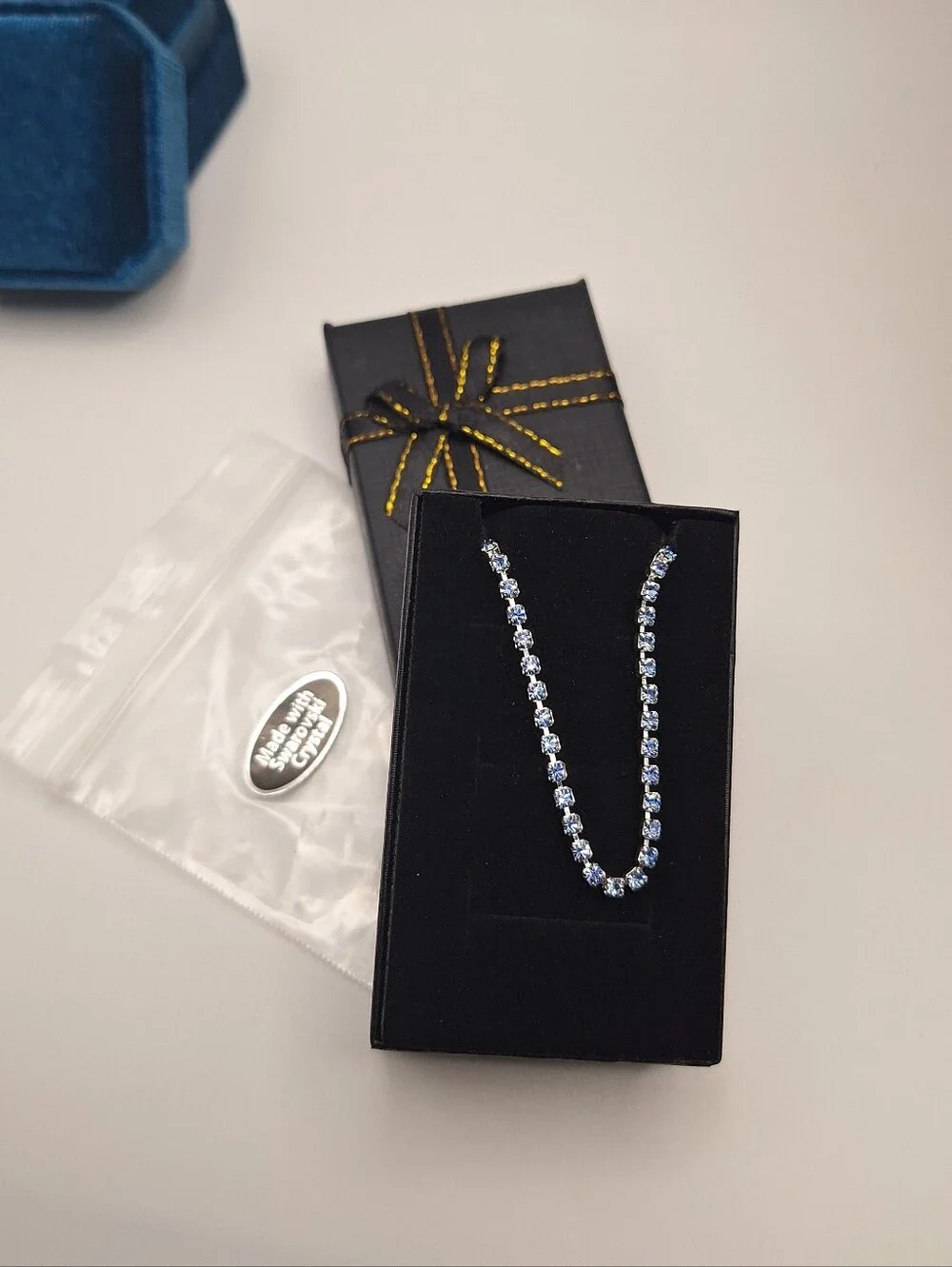 NWT Swarovski Crystal Light Blue Tennis Bracelet Silvertone
